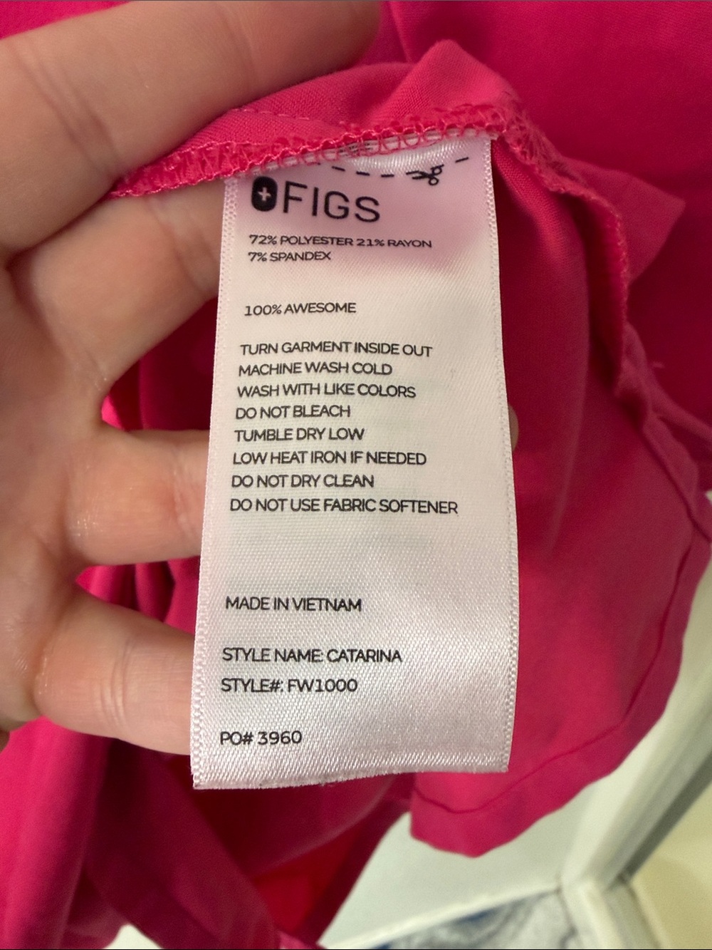 FIGS Catarina Scrub Top in Shocking Pink - Picture 5 of 5